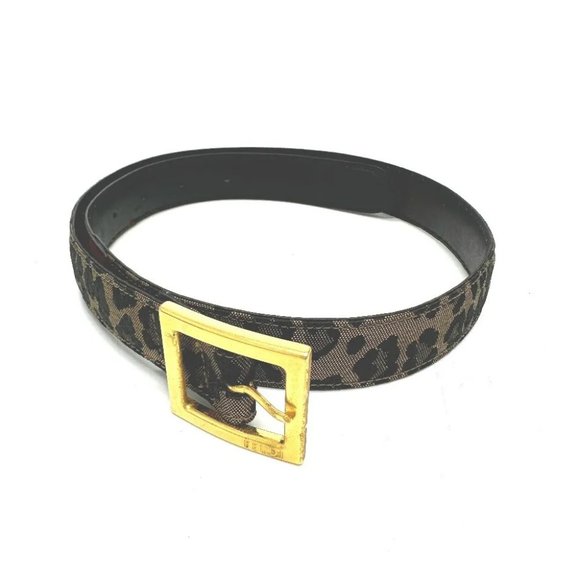 FENDI Leopard belt Canvas/Leather Brown/Red/GoldHardware - Picture 1 of 11